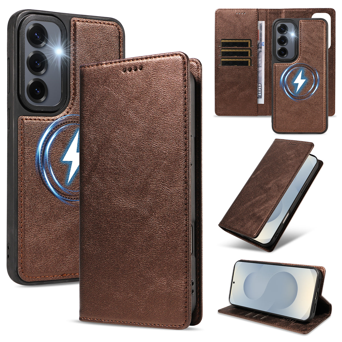 For Samsung Galaxy S24+ / Galaxy S25+ Magnetic Case Detachable 2 in 1 Leather Wallet Phone Cover