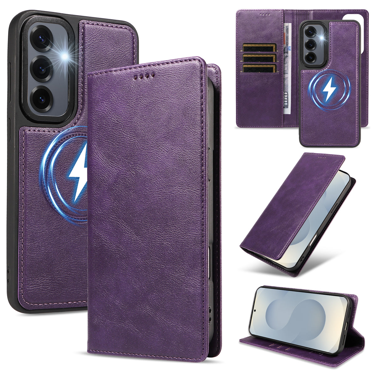 For Samsung Galaxy S24+ / Galaxy S25+ Magnetic Case Detachable 2 in 1 Leather Wallet Phone Cover