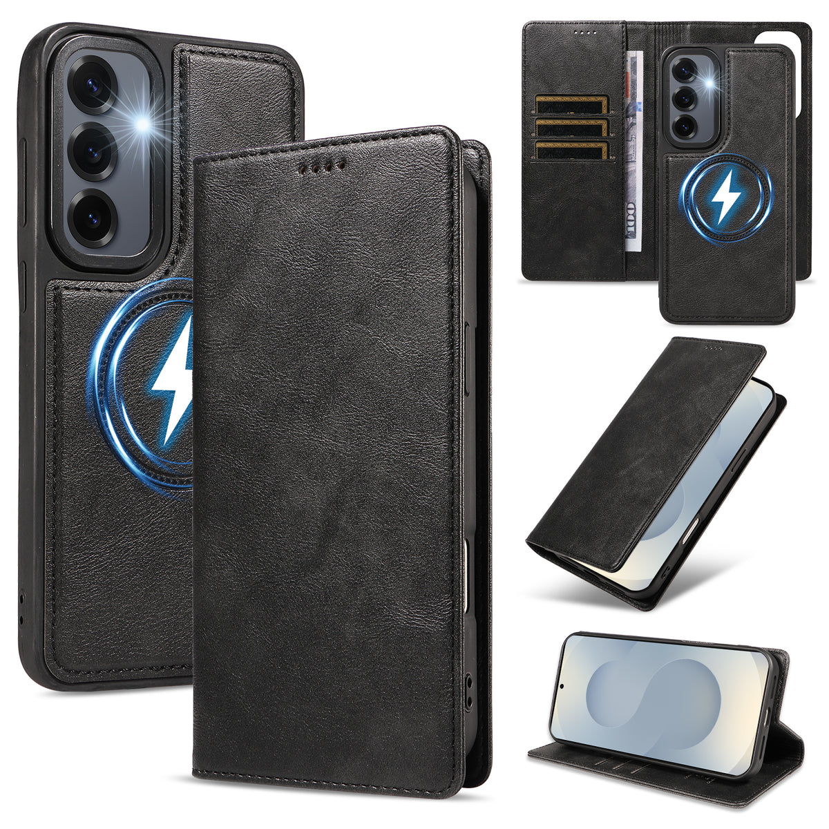 For Samsung Galaxy S24+ / Galaxy S25+ Magnetic Case Detachable 2 in 1 Leather Wallet Phone Cover