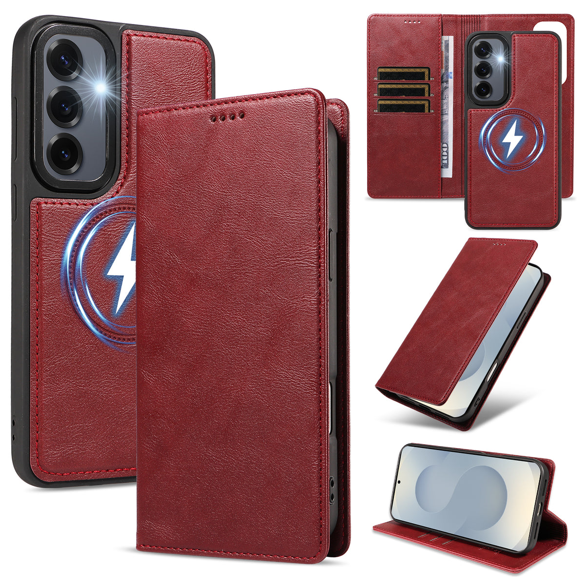 For Samsung Galaxy S24+ / Galaxy S25+ Magnetic Case Detachable 2 in 1 Leather Wallet Phone Cover