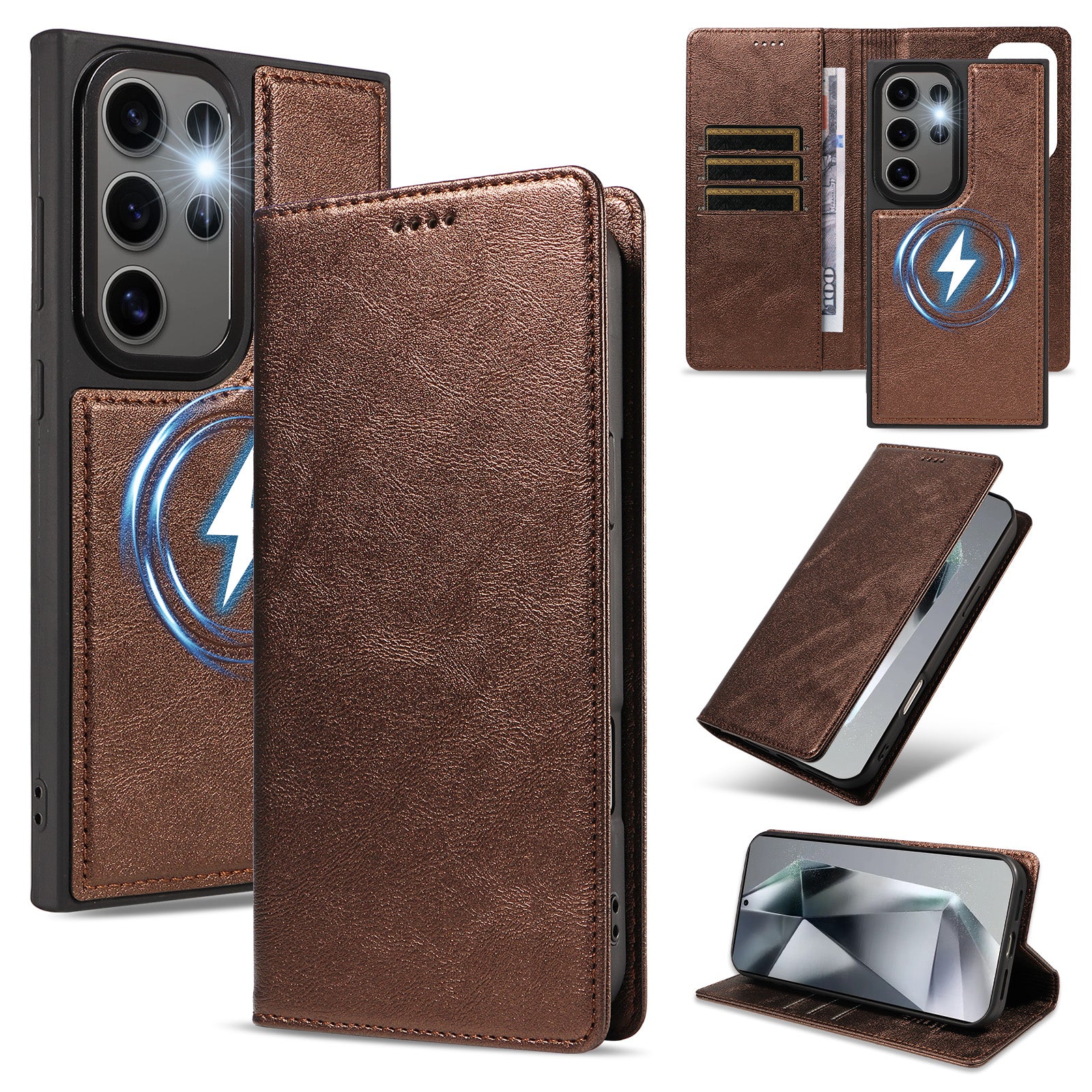 For Samsung Galaxy S24 Ultra Magnetic Case Detachable 2 in 1 Leather Wallet Phone Cover