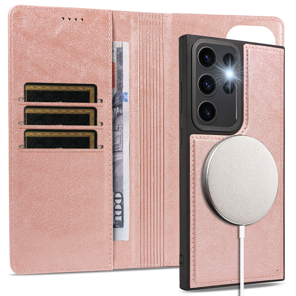 For Samsung Galaxy S23 Ultra Magnetic Case Detachable 2 in 1 Leather Wallet Phone Cover