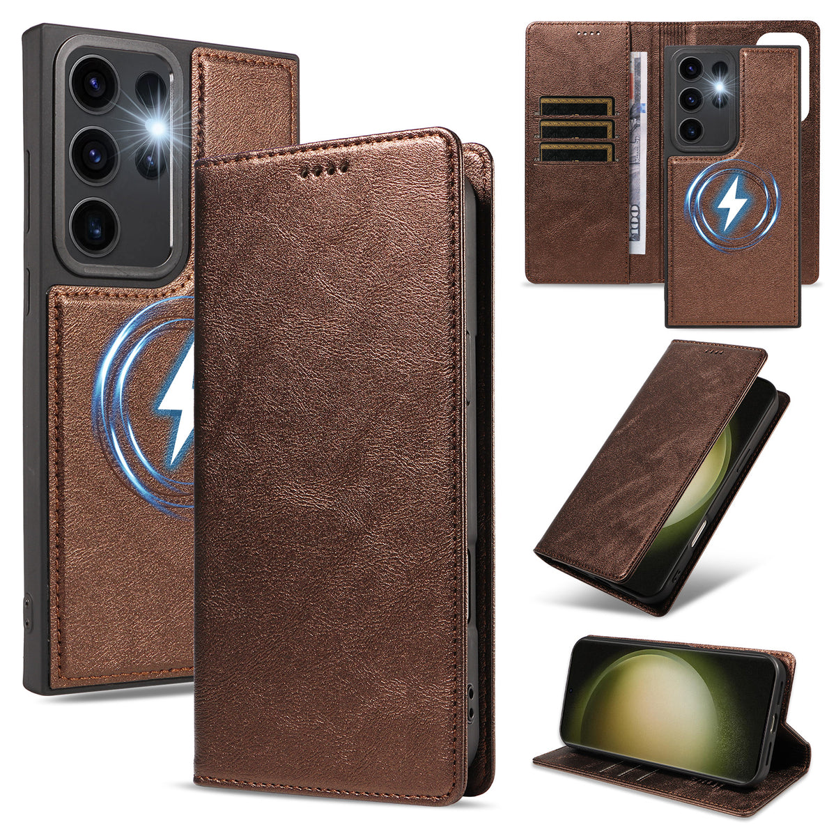 For Samsung Galaxy S23 Ultra Magnetic Case Detachable 2 in 1 Leather Wallet Phone Cover