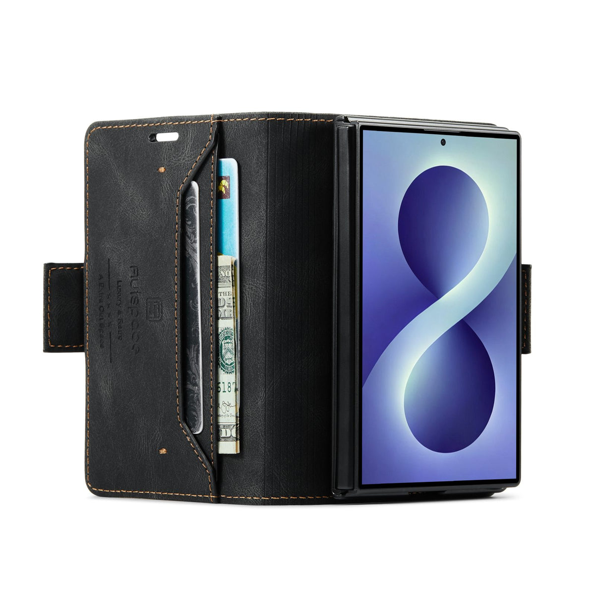 AUTSPACE for Samsung Galaxy Z Fold8 Wallet Case  A01 Leather Stand Cover with RFID Blocking Card Holder