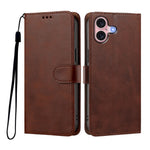 For iPhone 16 Case Wallet Flip Stand PU Leather Phone Cover with Wrist Strap