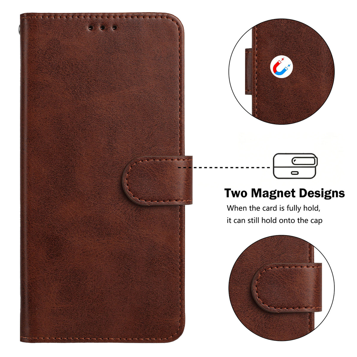 For iPhone 16 Case Wallet Flip Stand PU Leather Phone Cover with Wrist Strap