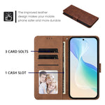 For iPhone 16 Case Wallet Flip Stand PU Leather Phone Cover with Wrist Strap