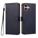 For iPhone 16 Case Wallet Flip Stand PU Leather Phone Cover with Wrist Strap