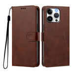 For iPhone 15 Pro Case Wallet Flip Stand PU Leather Phone Cover with Wrist Strap