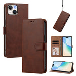 For iPhone 15 Case Wallet Flip Stand PU Leather Phone Cover with Wrist Strap
