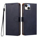 For iPhone 15 Case Wallet Flip Stand PU Leather Phone Cover with Wrist Strap