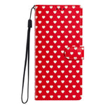 Til iPhone 16 Plus Cover Hjerte Mønster PU Læder Flip Tegnebog Stand Telefoncover med Håndrem