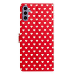 Til Samsung Galaxy A16 4G / A16 5G etui med hjerte-mønster, PU-læder flip wallet stand telefoncover med håndledsrem