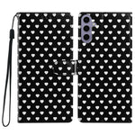 Til Samsung Galaxy A16 4G / A16 5G etui med hjerte-mønster, PU-læder flip wallet stand telefoncover med håndledsrem