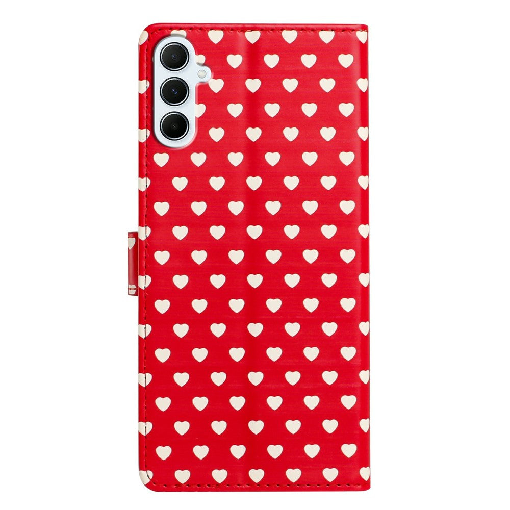 For Samsung Galaxy A56 5G Case Heart Pattern PU Leather Flip Wallet Stand Phone Cover with Wrist Strap