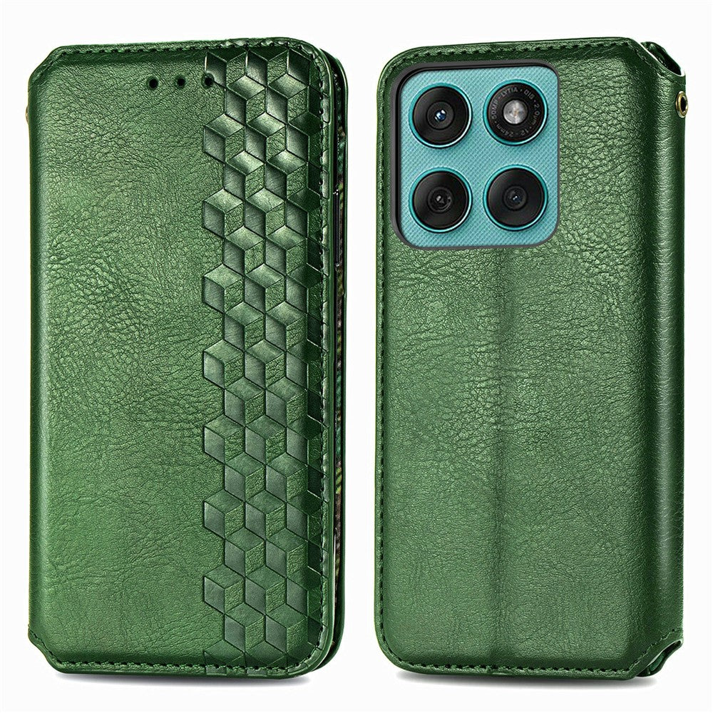 Phone Case For Motorola Moto G17 4G / G17 Power 4G / G15 4G / G15 Power 4G, Rhombus Imprint PU Leather Wallet Cover