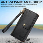 Phone Case For Motorola Moto G17 4G / G17 Power 4G / G15 4G / G15 Power 4G , RFID Blocking Zipper Pocket Leather Wallet Phone Cover with Strap