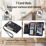 Phone Case For Motorola Moto G17 4G / G17 Power 4G / G15 4G / G15 Power 4G , RFID Blocking Zipper Pocket Leather Wallet Phone Cover with Strap