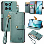 Phone Case For Motorola Moto G17 4G / G17 Power 4G / G15 4G / G15 Power 4G , RFID Blocking Zipper Pocket Leather Wallet Phone Cover with Strap