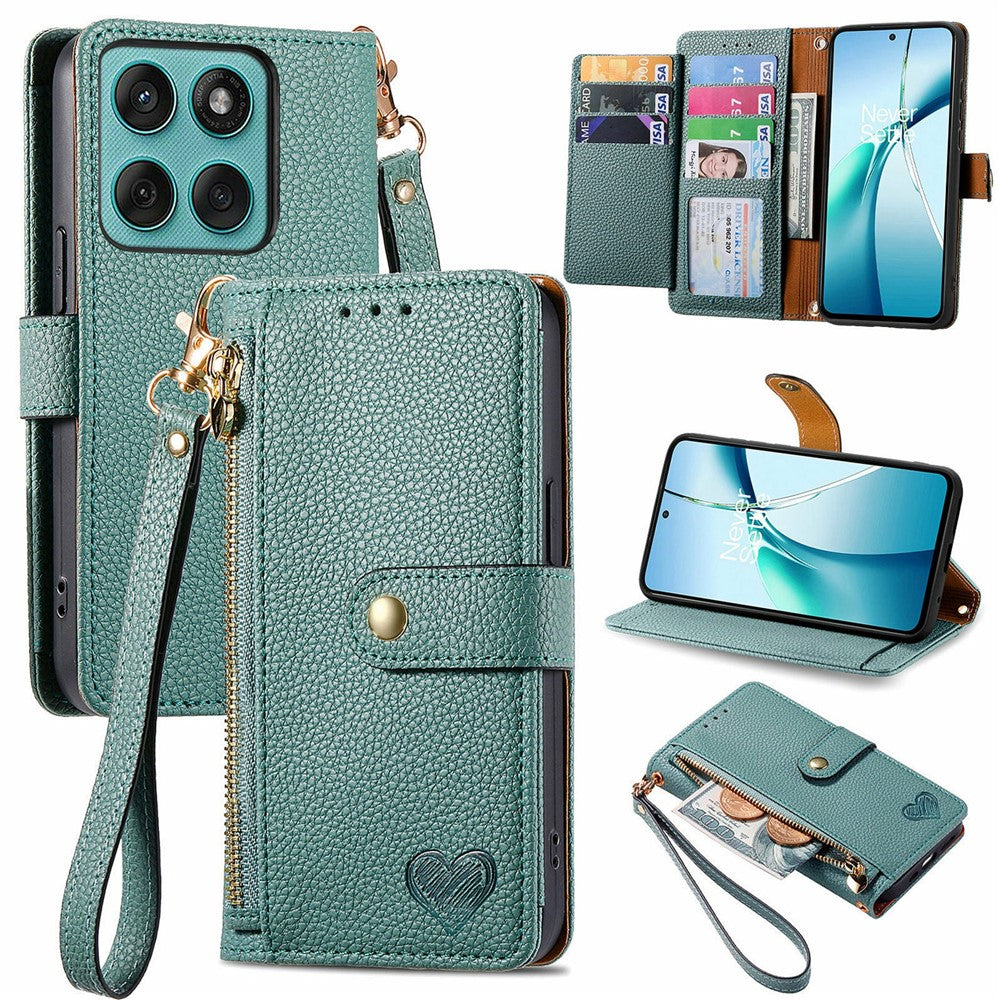 Phone Case For Motorola Moto G17 4G / G17 Power 4G / G15 4G / G15 Power 4G , RFID Blocking Zipper Pocket Leather Wallet Phone Cover with Strap