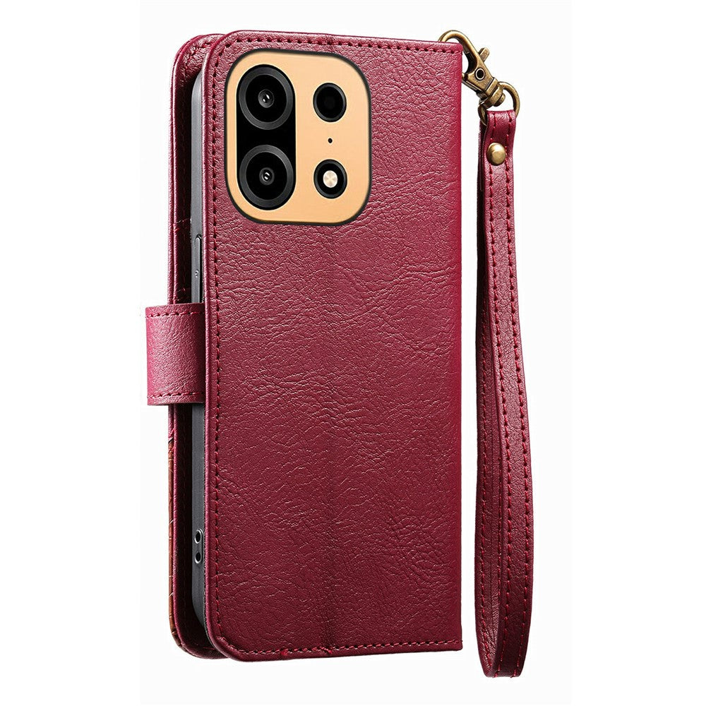 For OnePlus Turbo 6X Pro 5G Case Color Splicing PU Leather Flip Shockproof Phone Cover with Wrist Strap