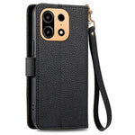 For OnePlus Turbo 6X Pro 5G Case RFID Blocking Zipper Pocket Leather Wallet Phone Cover with Strap