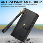 For OnePlus Turbo 6X Pro 5G Case RFID Blocking Zipper Pocket Leather Wallet Phone Cover with Strap