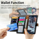 For OnePlus Turbo 6X Pro 5G Case RFID Blocking Zipper Pocket Leather Wallet Phone Cover with Strap