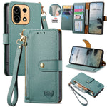 For OnePlus Turbo 6X Pro 5G Case RFID Blocking Zipper Pocket Leather Wallet Phone Cover with Strap