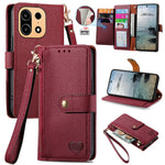For OnePlus Turbo 6X Pro 5G Case RFID Blocking Zipper Pocket Leather Wallet Phone Cover with Strap