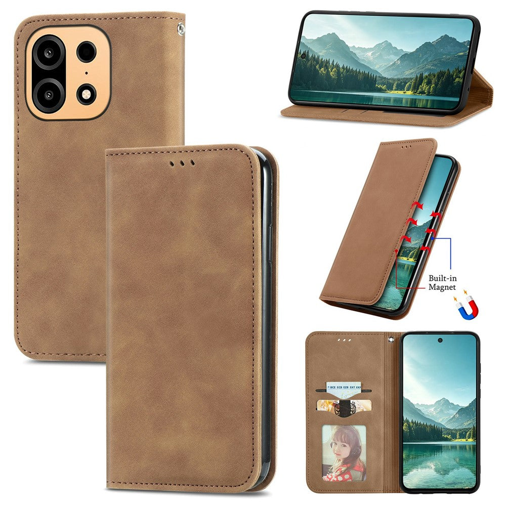 For OnePlus Turbo 6X Pro 5G Leather Case with Card Holder Magnetic Absorption Phone Cover