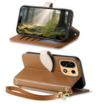 For OnePlus Turbo 6X Pro 5G Stand Case Leaf Shape Magnetic Clasp Leather Phone Cover with Hand Strap