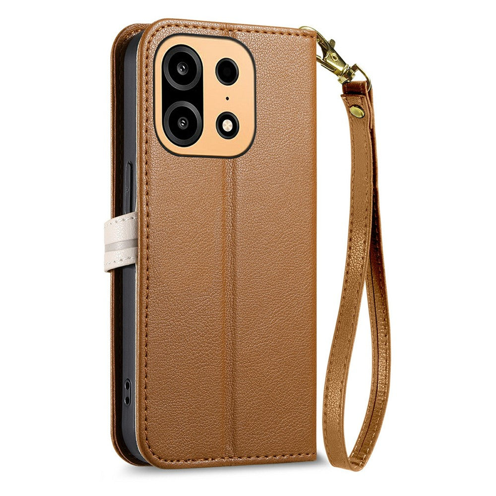 For OnePlus Turbo 6X Pro 5G Stand Case Leaf Shape Magnetic Clasp Leather Phone Cover with Hand Strap
