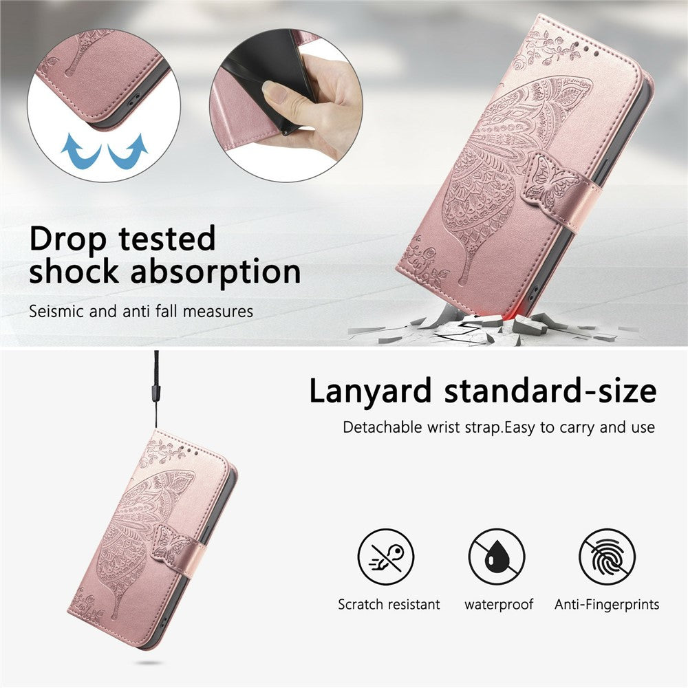For OnePlus Turbo 6X Pro 5G Case with Strap Butterfly Pattern PU Leather Wallet Phone Cover
