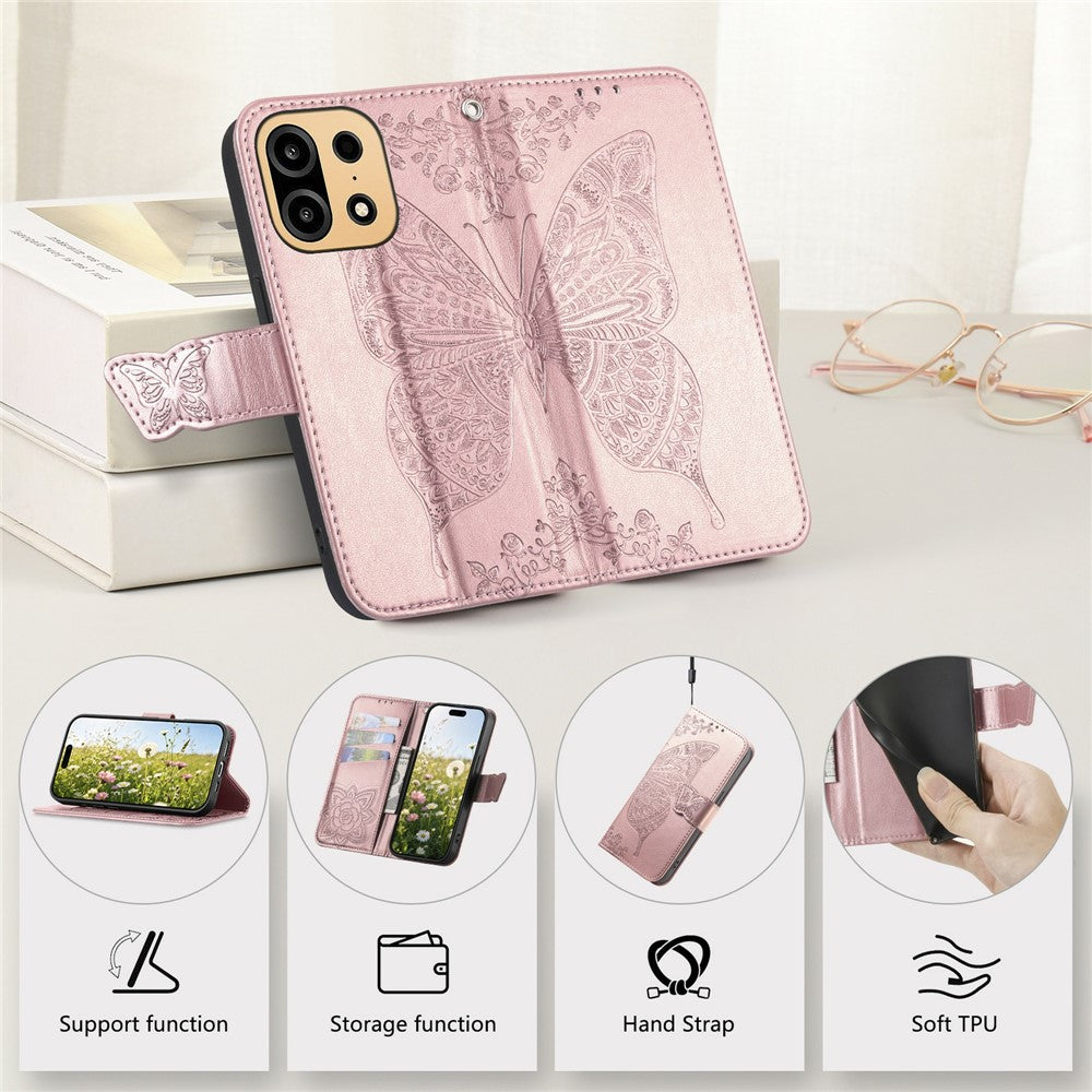 For OnePlus Turbo 6X Pro 5G Case with Strap Butterfly Pattern PU Leather Wallet Phone Cover