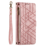 For OnePlus Turbo 6X Pro 5G Case Zipper Wallet Geometry Lines Leather Phone Cover with Strap