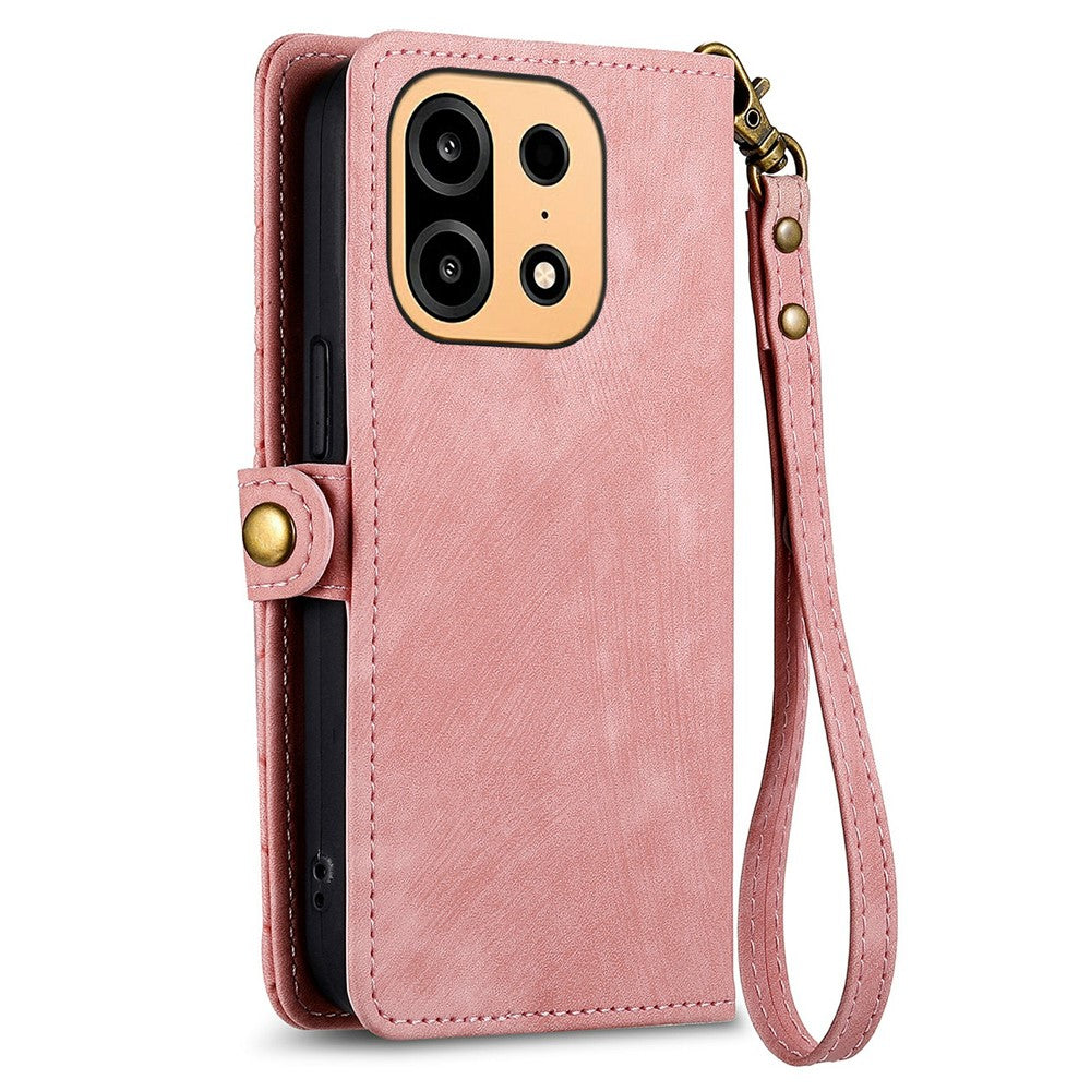 For OnePlus Turbo 6X Pro 5G Case Zipper Wallet Geometry Lines Leather Phone Cover with Strap