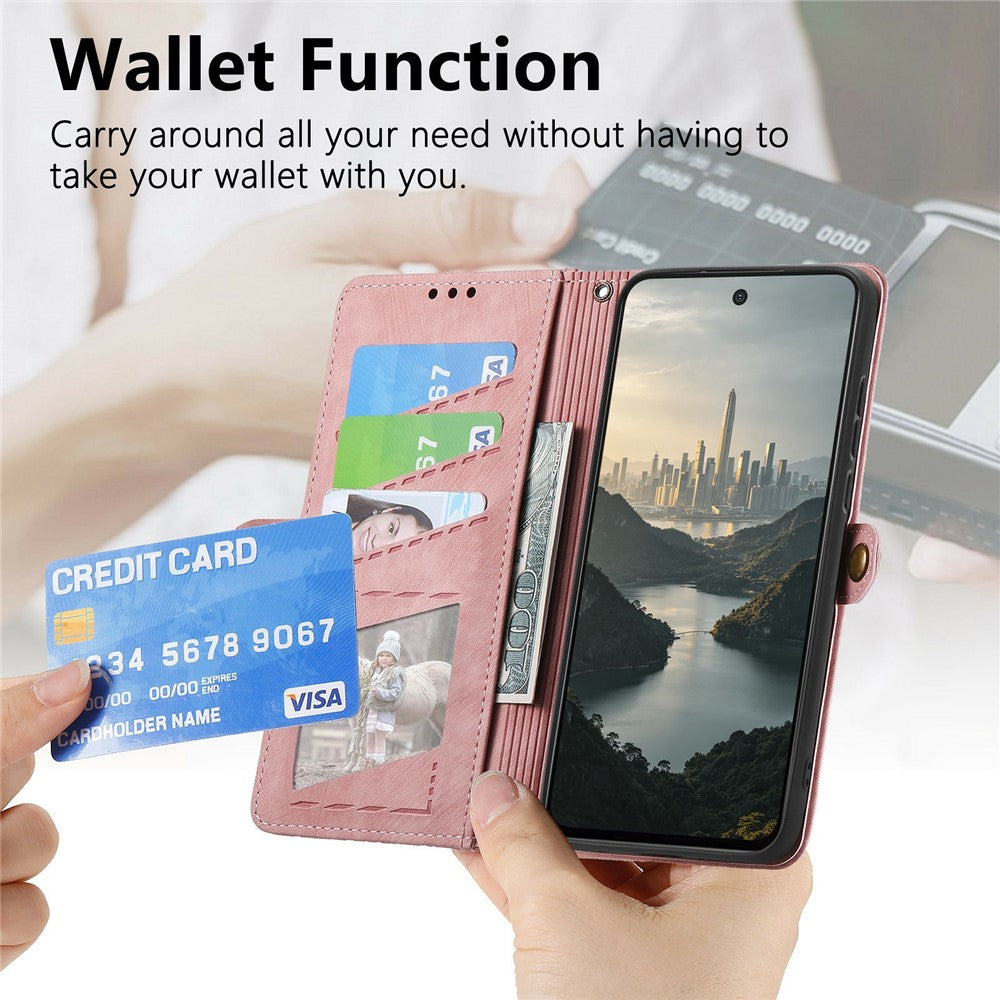 For OnePlus Turbo 6X Pro 5G Case Zipper Wallet Geometry Lines Leather Phone Cover with Strap
