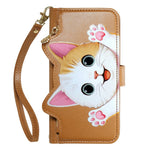For OnePlus Turbo 6X Pro 5G Leather Case Cartoon Cat Pattern Wallet Stand Phone Cover with Wrist Strap
