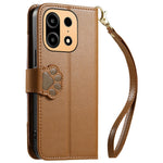 For OnePlus Turbo 6X Pro 5G Leather Case Cartoon Cat Pattern Wallet Stand Phone Cover with Wrist Strap