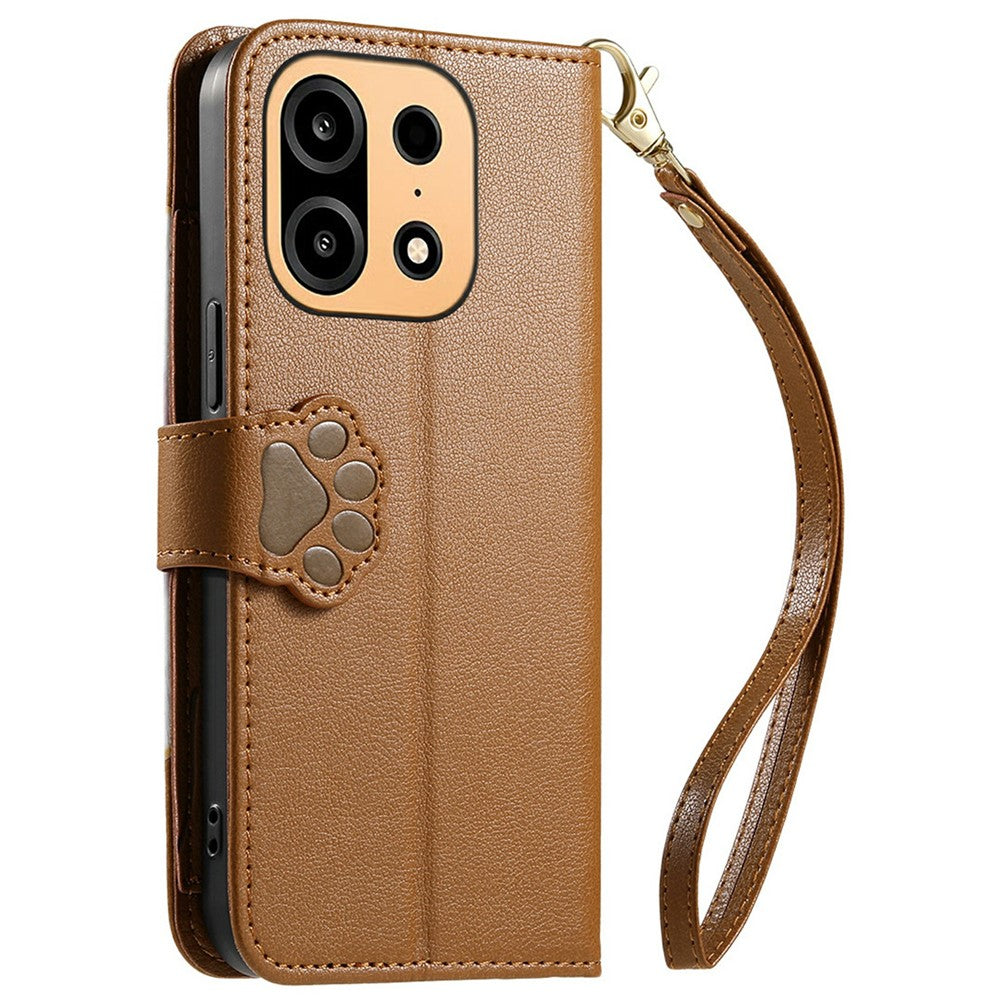 For OnePlus Turbo 6X Pro 5G Leather Case Cartoon Cat Pattern Wallet Stand Phone Cover with Wrist Strap