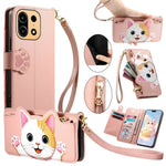For OnePlus Turbo 6X Pro 5G Leather Case Cartoon Cat Pattern Wallet Stand Phone Cover with Wrist Strap
