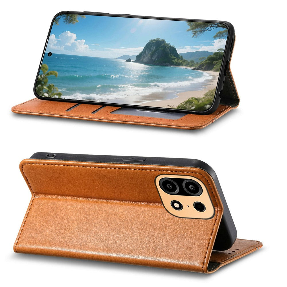 Til OnePlus Turbo 6X Pro 5G Etui Pung Tre-farvet Syning Læder Telefoncover med Elastisk Håndrem