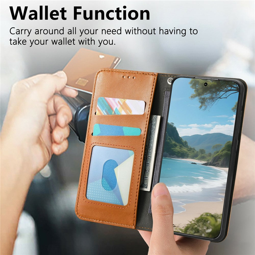 Til OnePlus Turbo 6X Pro 5G Etui Pung Tre-farvet Syning Læder Telefoncover med Elastisk Håndrem