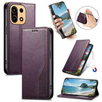 Til OnePlus Turbo 6X Pro 5G Etui Pung Tre-farvet Syning Læder Telefoncover med Elastisk Håndrem