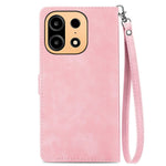 For OnePlus Turbo 6X Pro 5G Zipper Wallet Case with Strap Flower Imprint PU Leather Phone Cover