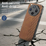 For Oppo Find X9 Ultra 5G Magnetic Phone Case with Grid Pattern Protective PU Leather + PC Cover