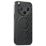 For Oppo Find X9 Ultra 5G Magnetic Phone Case with Grid Pattern Protective PU Leather + PC Cover