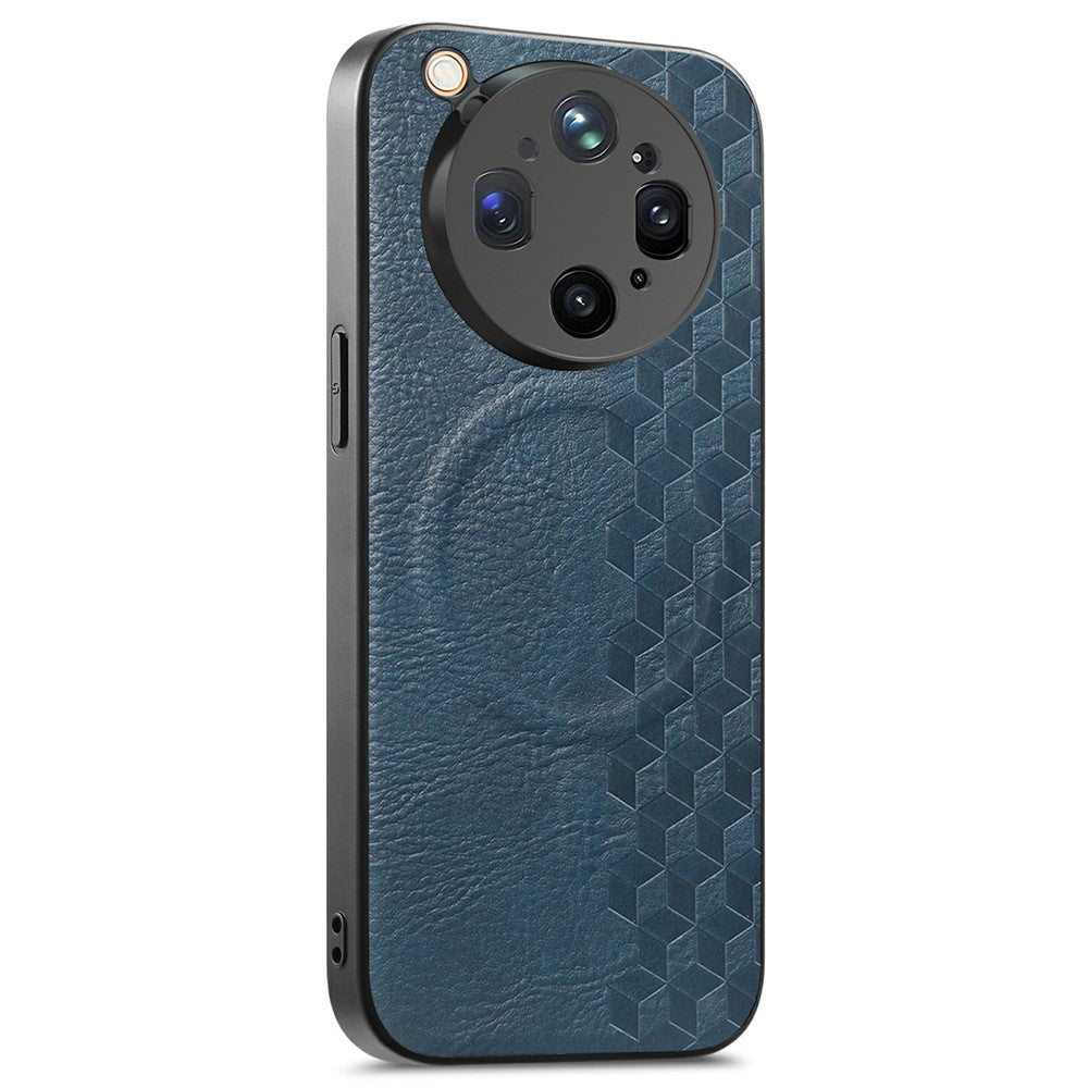 For Oppo Find X9 Ultra 5G Magnetic Phone Case with Grid Pattern Protective PU Leather + PC Cover