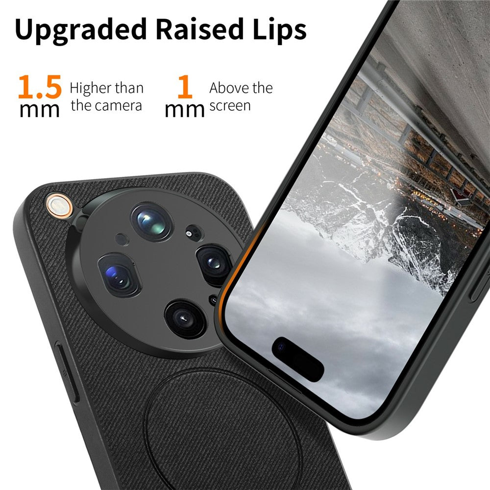 For Oppo Find X9 Ultra 5G Magnetic Case Cloth Texture PC + TPU + PU Leather Anti-Scratch Phone Cover